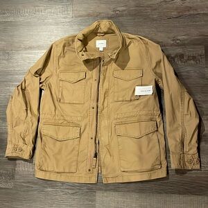 NWT Old Navy Canvas Built-In Flex Military Jacket size large color Fall Khaki